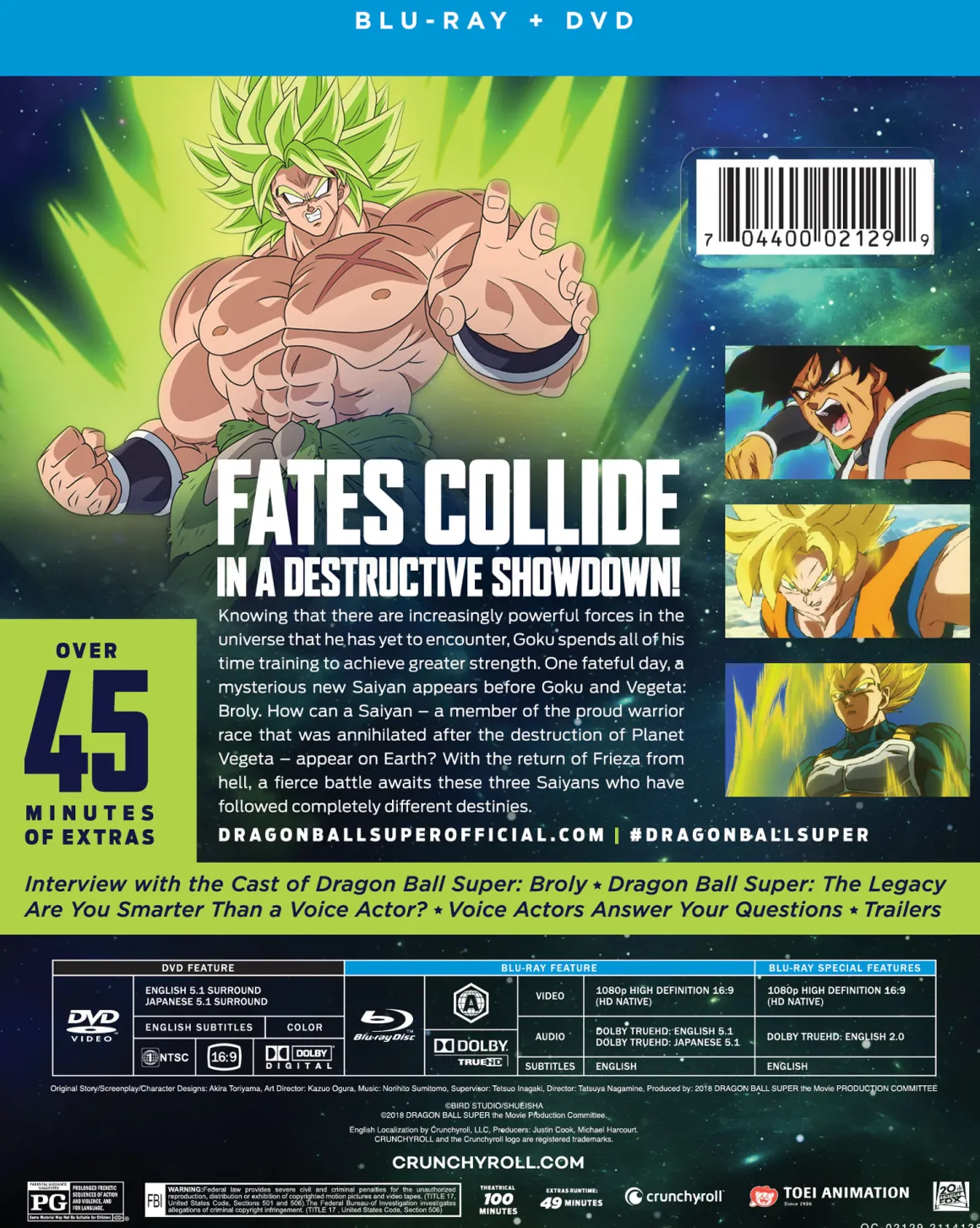 Dragon Ball Super : Broly - The Movie Blu-ray + DVD