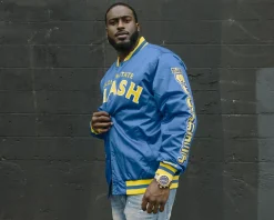 My Hero Academia x Hyperfly x NBA - All Might Golden State Warriors Satin Jacket