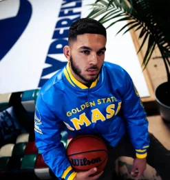 My Hero Academia x Hyperfly x NBA - All Might Golden State Warriors Satin Jacket