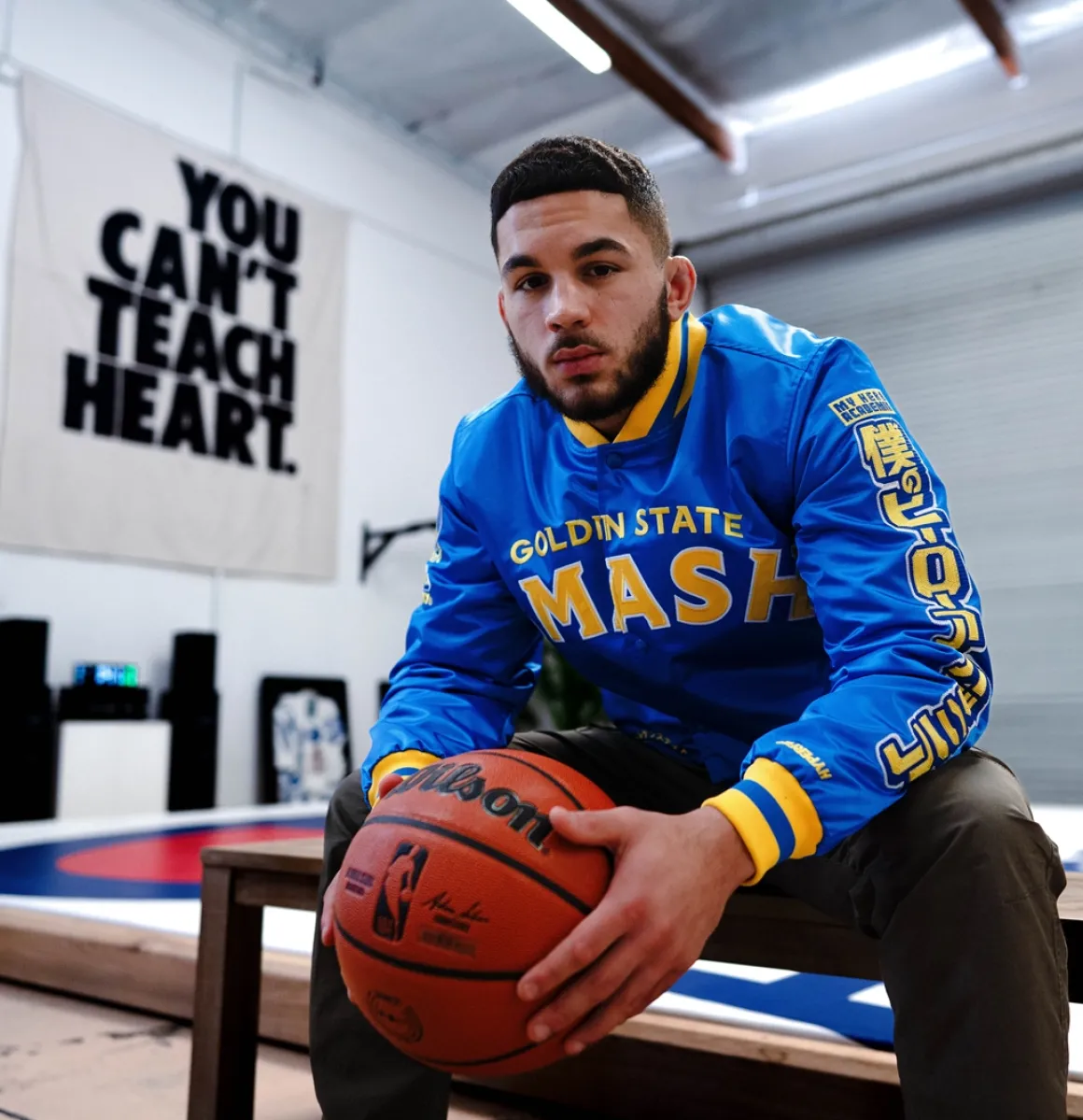 My Hero Academia x Hyperfly x NBA - All Might Golden State Warriors Satin Jacket