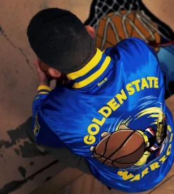 My Hero Academia x Hyperfly x NBA - All Might Golden State Warriors Satin Jacket