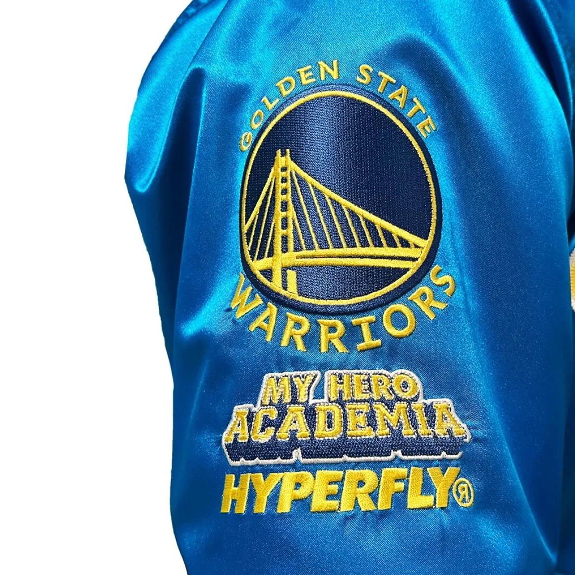 My Hero Academia x Hyperfly x NBA - All Might Golden State Warriors Satin Jacket