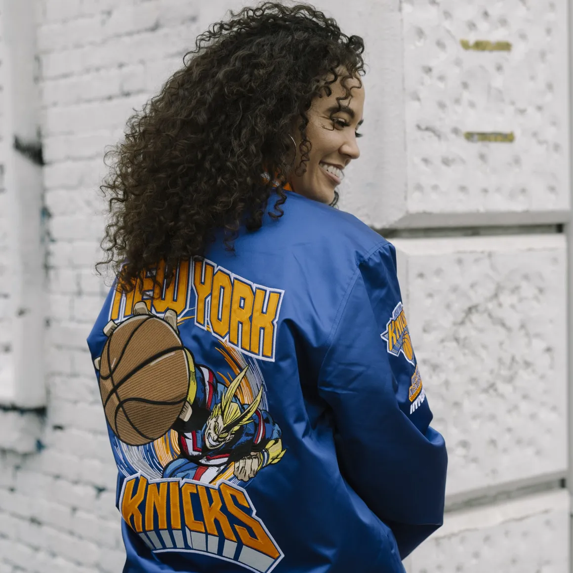 My Hero Academia x Hyperfly x NBA - All Might New York Knicks Satin Jacket