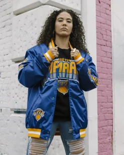 My Hero Academia x Hyperfly x NBA - All Might New York Knicks Satin Jacket