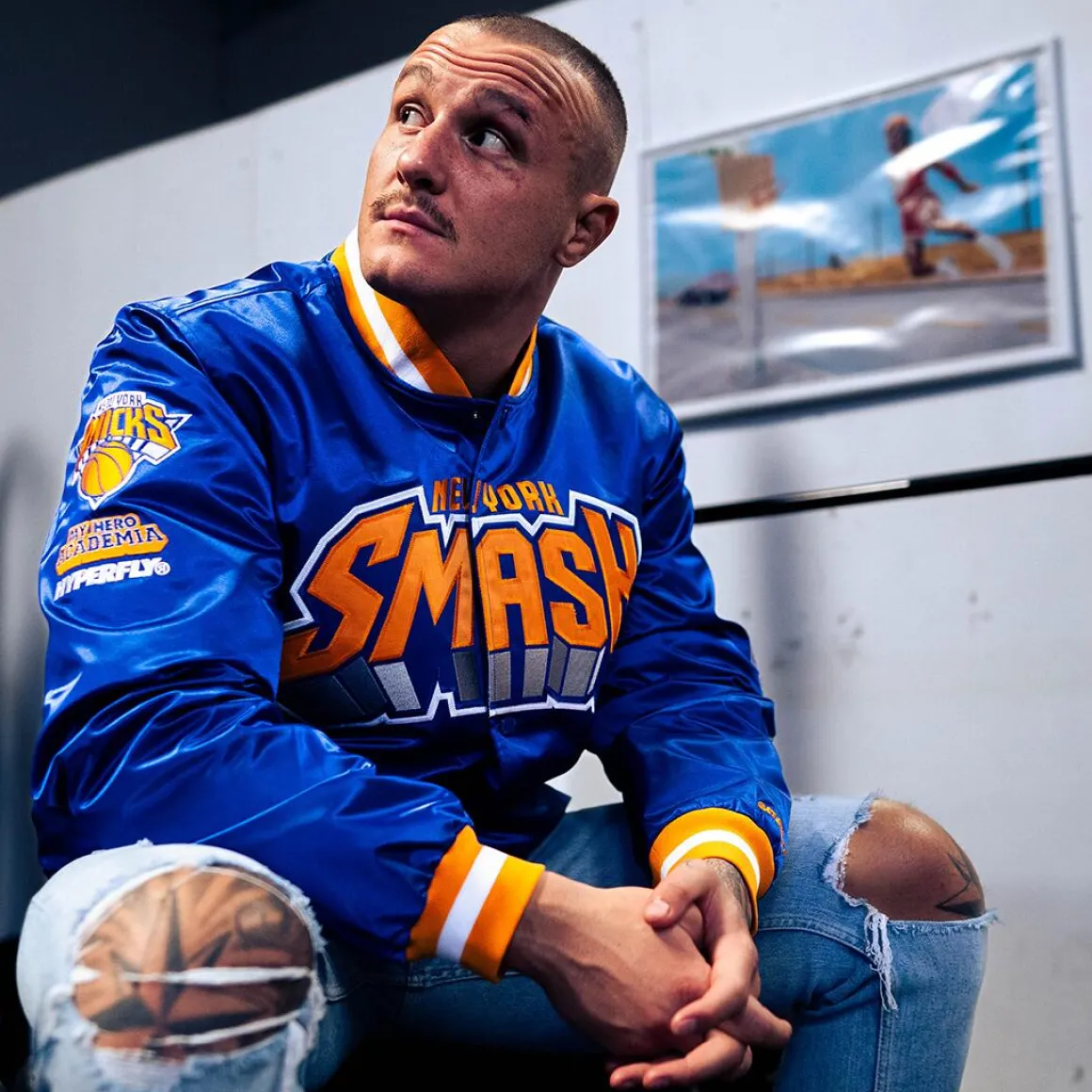 My Hero Academia x Hyperfly x NBA - All Might New York Knicks Satin Jacket