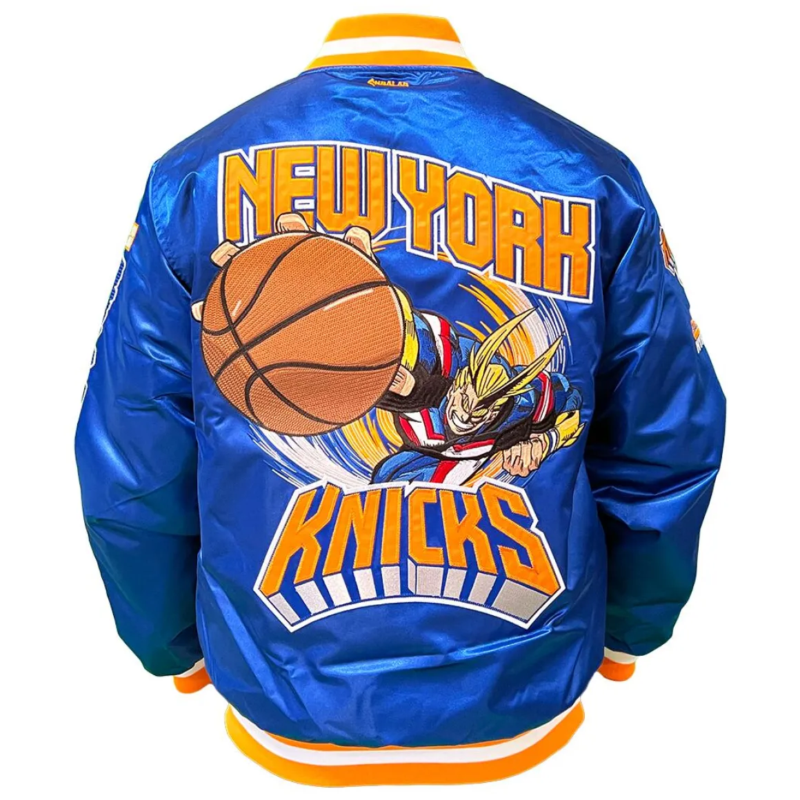 My Hero Academia x Hyperfly x NBA - All Might New York Knicks Satin Jacket