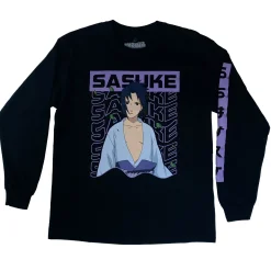 Naruto Shippuden - Sasuke Wavy Kanji Long Sleeve Shirt - Crunchyroll Exclusive